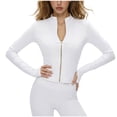 thumbnail image 2 of Favoffer Sportswear Jacket Women's Long Sleeve Stand Collar Elastic Skin Friendly Fabric Tops Slim Fit Athletic Outerwear Yoga Running Workout, 2 of 4
