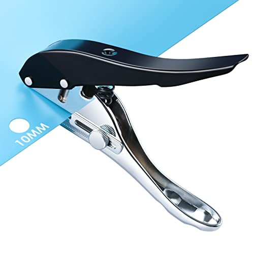 Heavy Duty Single Hole Punch - Portable Hand Held for Paper, Cards, Plastic & Cardboard (10MM Black)
