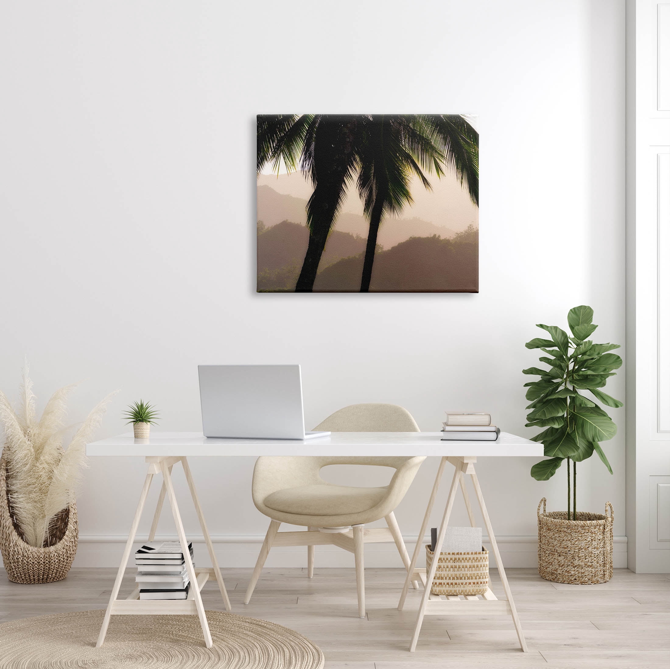 Stupell Industries Tropical Overhanging Palms Distant Land Photograph Gallery Wrapped Canvas Print Wall Art, Design by Dennis Frates