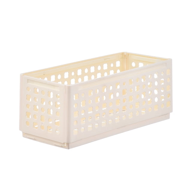 Storage Box Foldable Stackable Organizer with Ventilated Hollow Design Space Saving Storage Bin for Household Travel Dormitory