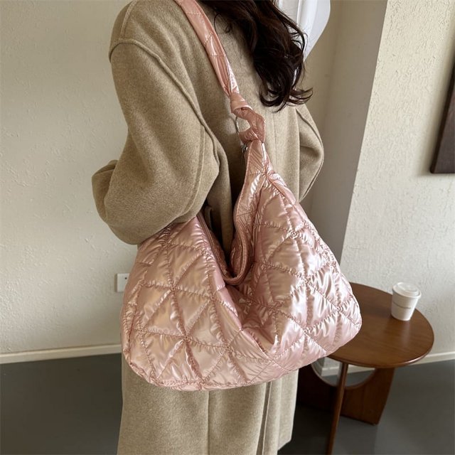 Bolso de mano acolchado a la moda para mujer, bolso Hobo, bolso de hombro para mujer
