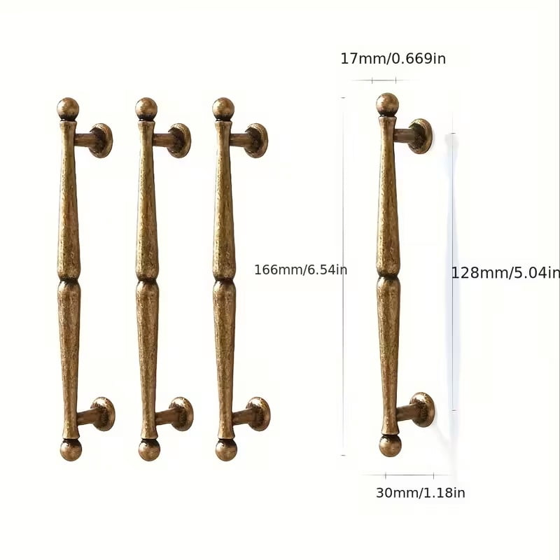 2pcs Vintage Brass Cabinet Handles - Antique Copper Wardrobe Door Pulls, European Style Zinc Alloy Handles for Kitchen, Bedroom, and Washbasin