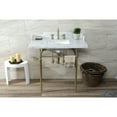 thumbnail image 4 of Kingston Brass LMS3622M8SQ7 Habsburg 36" Carrara Marble Console Sink with Brass Legs (8-Inch, 3-Hole), Carrara Marble White/Brushed Brass, 4 of 8