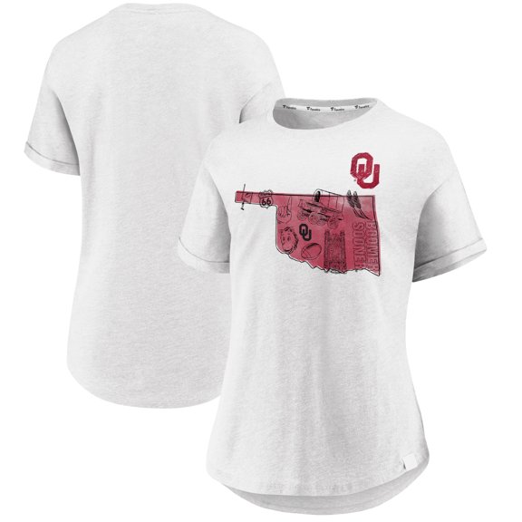 Women's-Fanatics White Oklahoma Sooners True Classics Hometown Tacked Sleeve T-Shirt