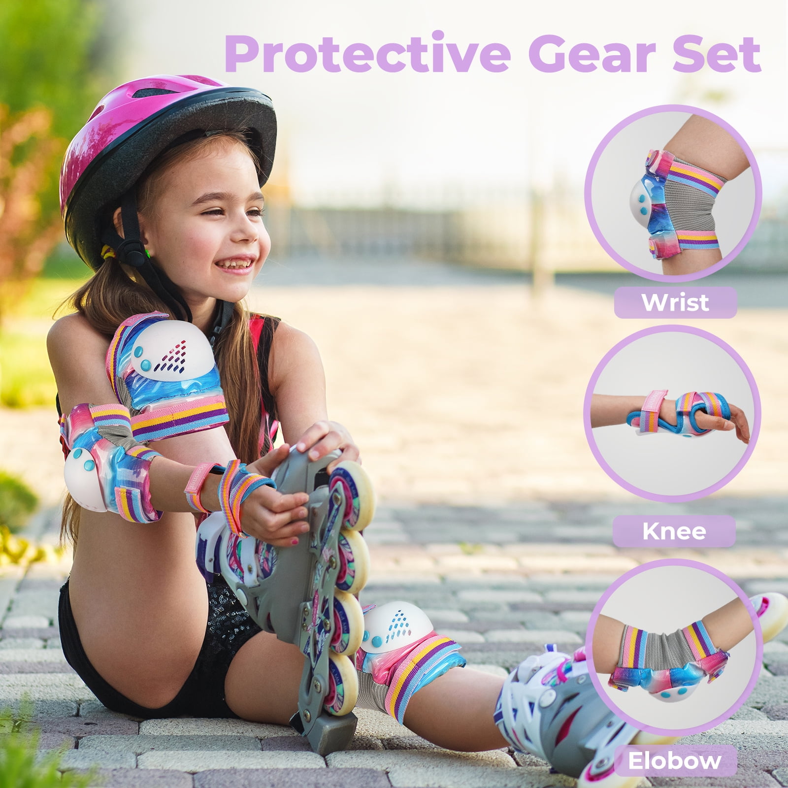 BOSONER Kids/Youth Knee Pad Elbow Pads for Roller Skates Cycling BMX Bike Skateboard Inline Rollerblading, Skating Skatings Scooter Riding Sports
