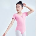 thumbnail image 3 of XBASW Toddler Kids Girls Leotard Gymnastics Short Sleeve Closed Crotch Dance Ballet Outfit 5-16 Years Girls Cotton Biketards for Teen, 3 of 6