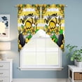 thumbnail image 6 of Swag Valance Curtains for Windows, Flower Gnomes Light Filtering Kitchen Curtains with Rod Pocket, Yellow Botanical Floral Striped Star Bee Window Treatment Valances for Living Room, 36x36 - 2 PCS, 6 of 9
