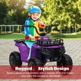 thumbnail image 5 of TROPOW 12V Ride On Toys for Boys,Kids Ride On ATV,4 Wheeler Electric Vehicle for Kids,Battery Powered Quad Toy Vehicle with Music,Horn,High Low Speeds,Led Lights,Electric Ride On Toy,Purple, 5 of 7