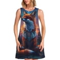 thumbnail image 1 of Balery Starry Sky Meditating Fox Vestidos de verano para mujer con estampado: vestido holgado sin mangas, vestido playero informal y cómodo para días calurosos., 1 of 7