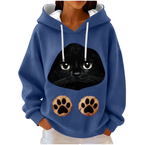 Levmjia Womens Hoodie Casual Long Sleeve Round Neck Cute Print Sweatshirt Soft Cotton Blend Pullover Loose Fit Comfortable Home Daily Wear