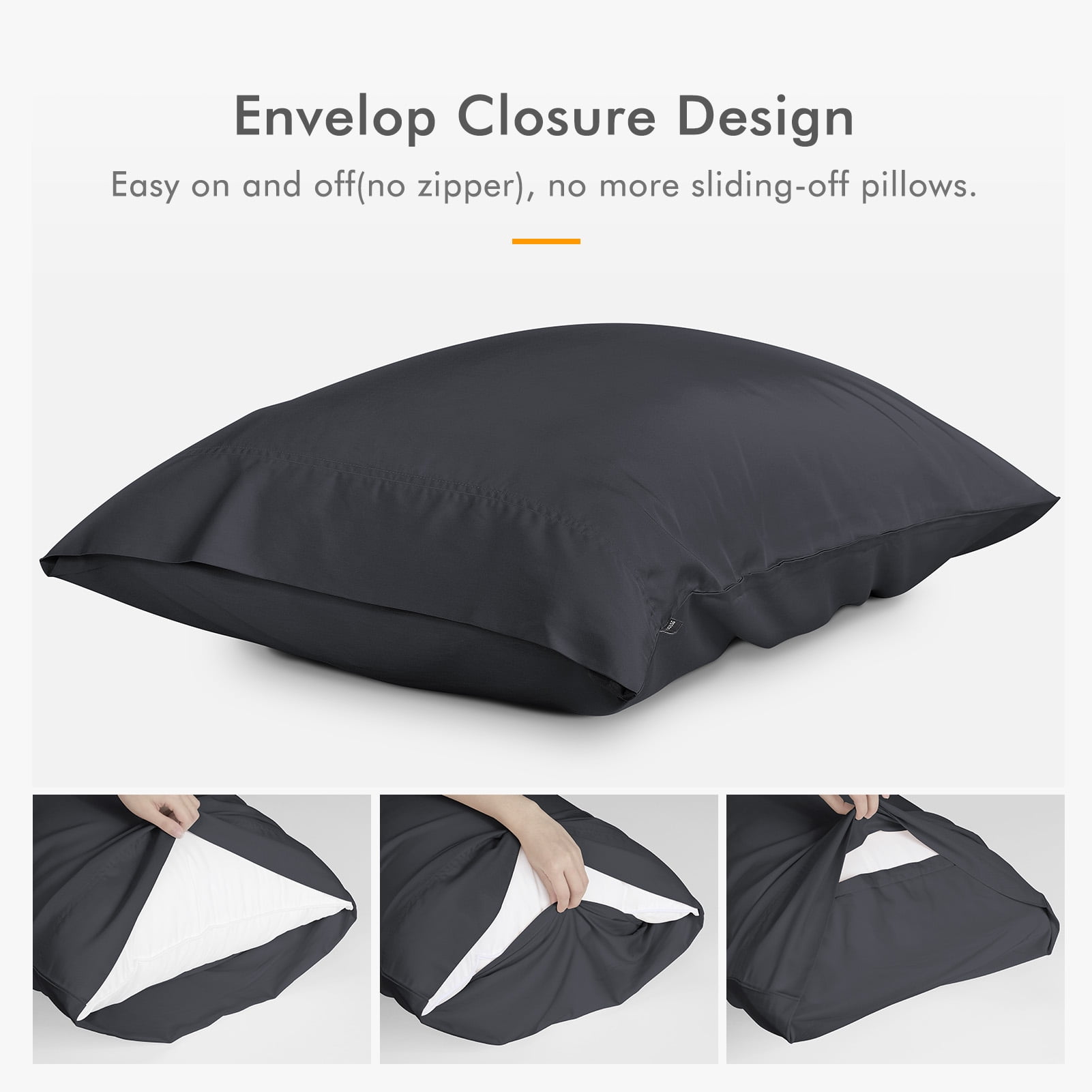 SORMAG Black Standard Pillow Cases Bamboo Cooling Pillowcases Set of 2 Pack,20x26 inches