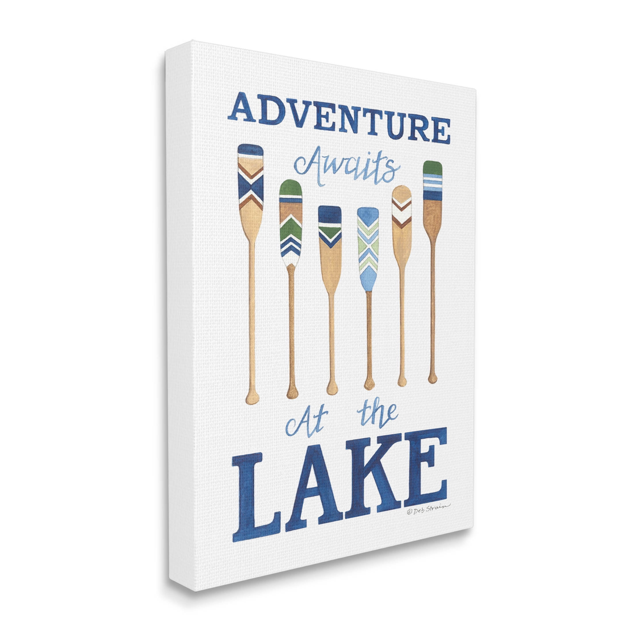 Adventure Awaits At Lake Oars Phrase Inspirational Graphic Art Gallery Wrapped Canvas Print Wall Art
