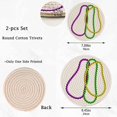 thumbnail image 3 of GZHJMY 2 Pcs Cotton Mardi Gras Beads Woven Pot Holder Trivets Set,Round Coasters Placemat for Cooking Baking Hot Dish Pan Pot Bowl Teapot(7&9 Inches), 3 of 5