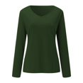 thumbnail image 3 of Wuphunn Long Sleeve Shirts for Women Tops for Women's Clothing Summer Tops for Women Summer Tops Playeras Para Mujer Dressy Blouses for Women Solid Blouses Tops Work Tops for Women Army Green L, 3 of 9