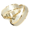 thumbnail image 2 of Pompeii3 14K Gold Matching Two Tone Hammered Wedding Ring Set, 2 of 3