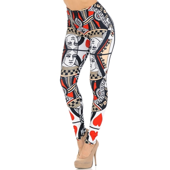 Creamy Soft Queen of Hearts Extra Small Leggings - USA Fashionâ„¢ (XSmall One Size,Multi Color Bold)