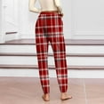 thumbnail image 6 of Ecqkame Women's Pajama Pants Plaid Printing Lounge Comfy Pant Casual Loose Straight Everyday Trousers with Drawstring Pockets Red S, 6 of 6