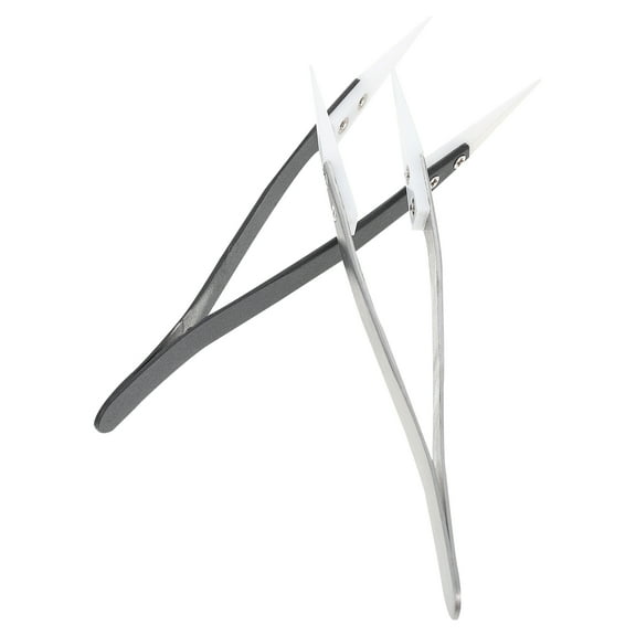 Masteelf 2pcs Straight Aimed Ceramic Tweezers Metal Handle Tweezers for Electronics Soldering
