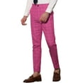thumbnail image 4 of Pantalones de vestir de corte slim de cuadros para hombre con bolsillos 34 rojo rosa, 4 of 6
