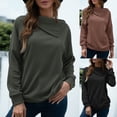 thumbnail image 3 of Pull-over Moda mujer Turn-down Collor Pullover Manga larga Suelta Casual Túnica Sudaderas Color sólido Tops 1 1, 3 of 5