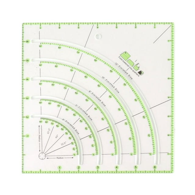 Regla de acolchado acrílica de 8 pulgadas, multifuncional, transparente, con arcos, para cortar círculos de acolchado, herramienta para manualidades de costura y patchwork.