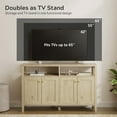 thumbnail image 6 of EYYTHUNG 4-Door TV Stand Set of 2, 47" Wooden Buffet Sideboard Storage Cabinet with Open Shelf and Adjustable Shelf, Boho Media TV Console Table Coffee Bar Cabinet, Light Oak, 6 of 8