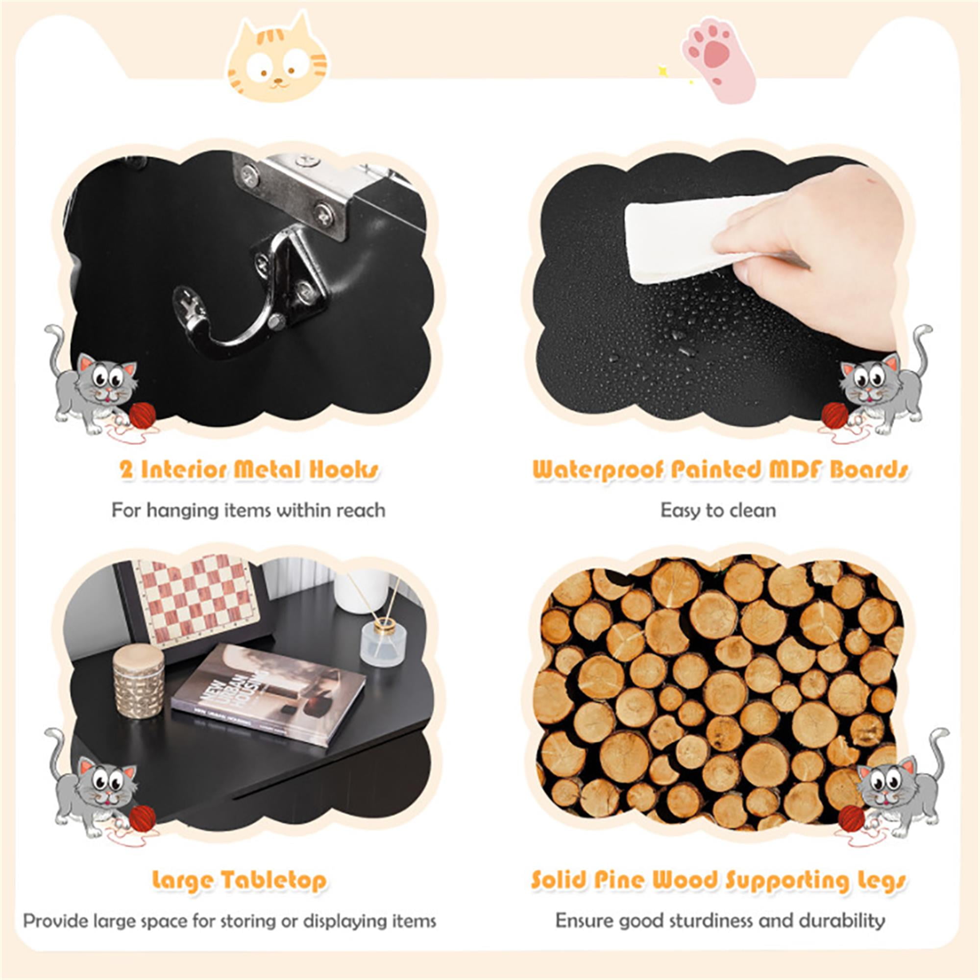 resenkos 31" Wooden Cat Litter Box Enclosure with Top Opening, Hidden Cat House Washroom Furniture, Black