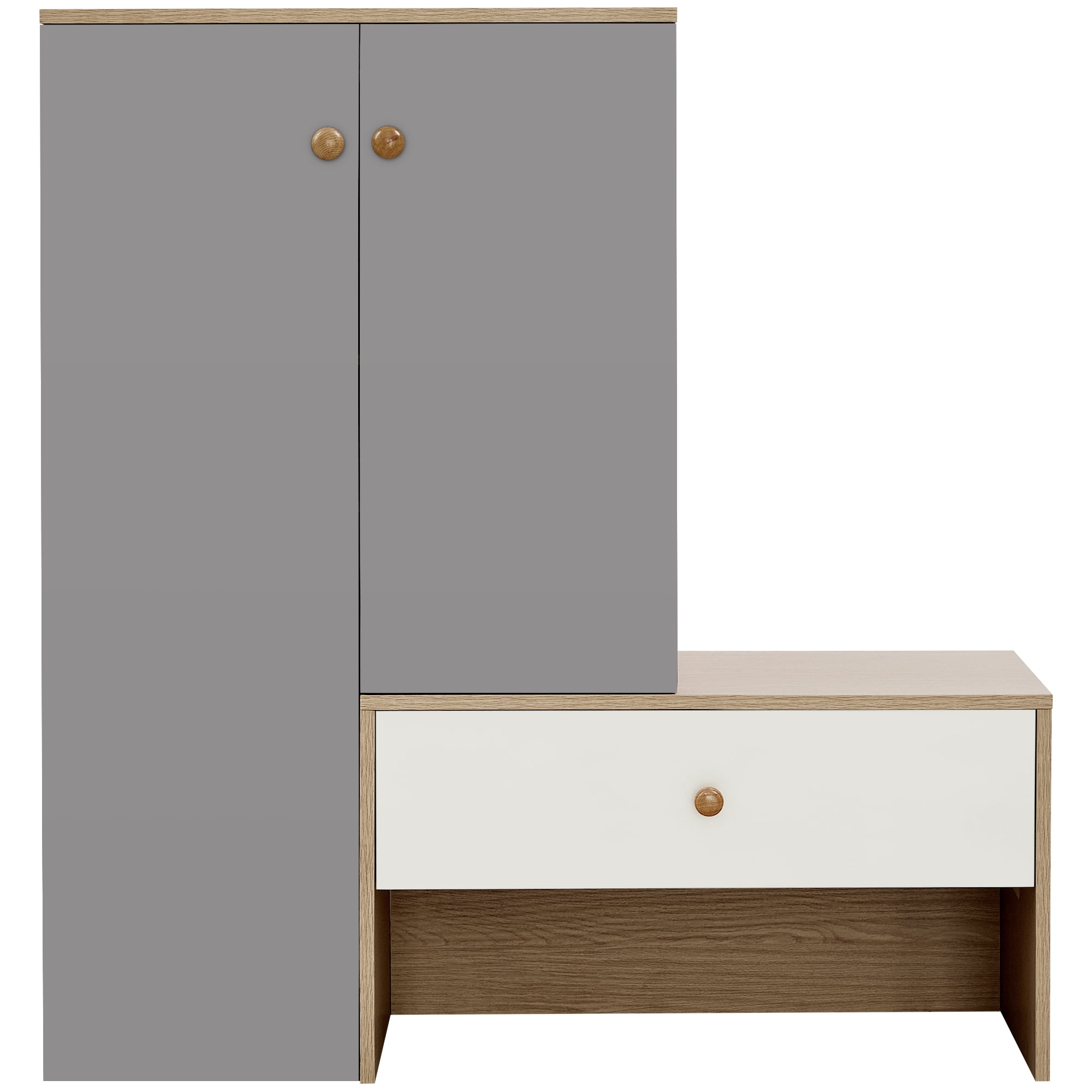 Euroco 12 Pair Shoe Storage Organizer with Bench 43.25''h Shoe Cabinets with Drawer, 6-Tier Shoe Rack with Adjustable Shelves