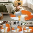 thumbnail image 6 of Burnt Orange Grey 6ft Round Rug, Oil Painting Smear Modern Abstract Art Non-Skid Rubber Backing Large Area Rugs - Living Room Bedroom Home Office, Indoor Floor Mat Carpets Washable Rug, 6 of 9
