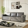 thumbnail image 2 of 93.7" King Pull Out Sofa Bed,3-in-1 Faux Leather Convertible Sleeper Sofa Multi-Functional Sofa Bed for Living Room,Bedroom,Gray, 2 of 8