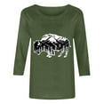 thumbnail image 4 of GaThRRgYP Womens Tops Trendy,Women's New 3/4 Sleeve Western Style Printed Casual Top T-shirt Green S, 4 of 4