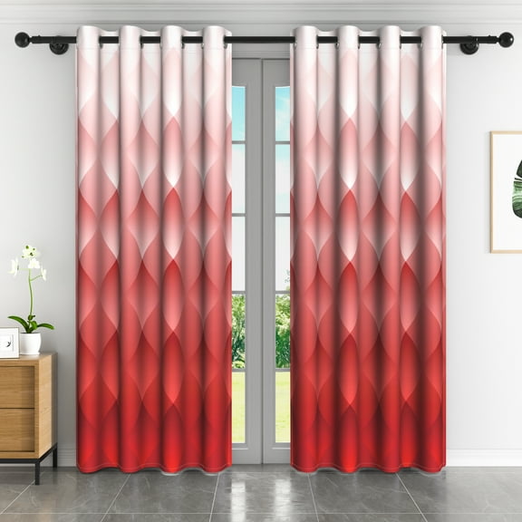 Lfeey Blackout Curtains Red Gradient, Room Darkening, 42x63 inches, 2 Panels