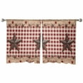 thumbnail image 2 of Country Star Farm Semi Sheer Curtains 45 Inch Length 2 Panels Set, Farmhouse Plaid Texas Vintage Fruit Sheer Kitchen Curtain Privacy Voile Window Curtain for Living Room Bedroom Rod Pocket Drapes, 2 of 7