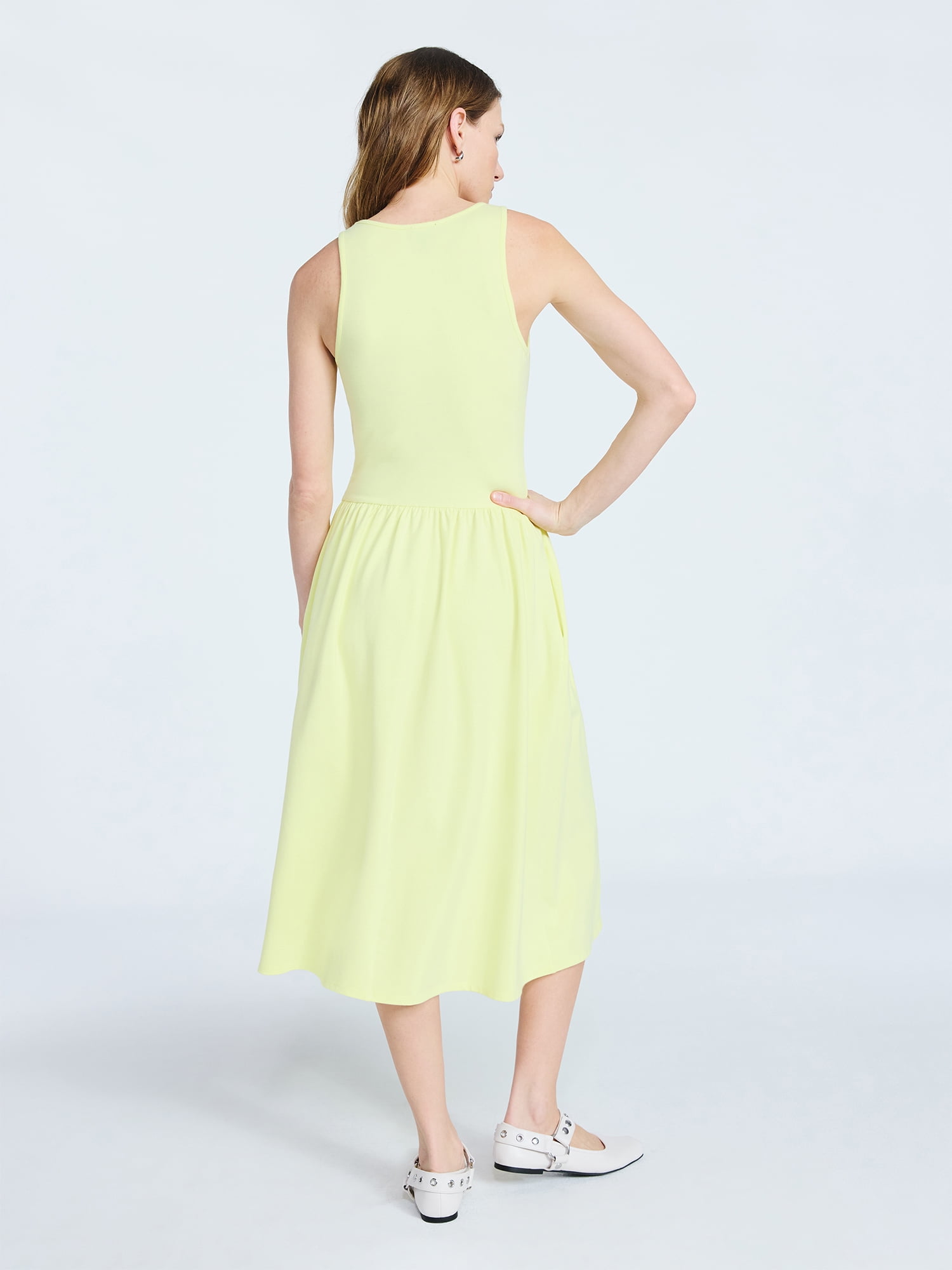 Scoop Women's and Women's Plus Stretch Cotton Blend Midi Basque Dress, Sizes XS-4X
