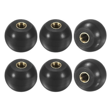 6-Pack Threaded Ball Knobs, M4 Female Thread 16mm Dia. Thermoset Ball Knob, Round Phenolic Brass Insert Lever Handle [Black]