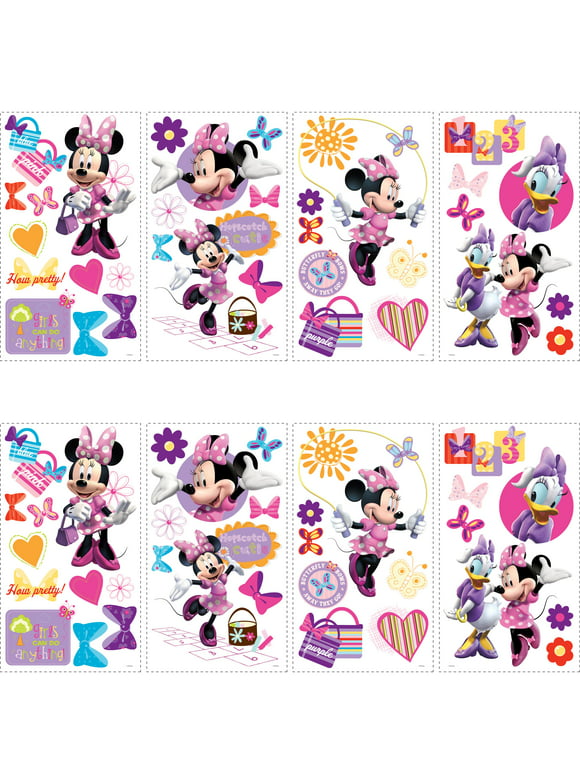 RoomMates Mickey and Friends Minnie Bow-Tique Peel-and-Stick Wall Decals, 2 pack