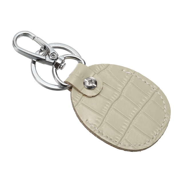 Uxcell Leather Key Fob, Genuine Leather Keys Cover RFID Key Fob Protector Air Tag Holder Keychain Case Gray 1