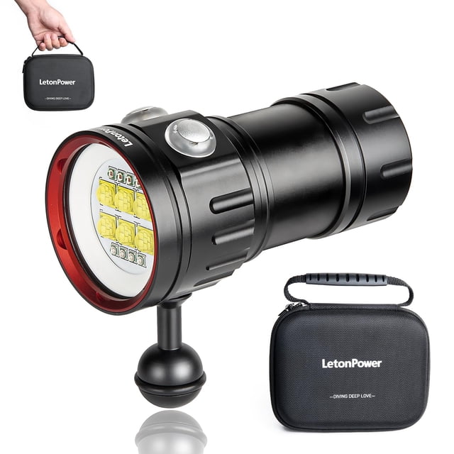 Lámpara de buceo LetonPower B24, 9000 lúmenes, 80 m, resistente al agua