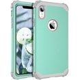 thumbnail image 1 of iPhone XR Cases, XR iPhone Case, 3 in 1 Heavy Duty Rugged Hybrid Hard PC Cover Soft Silicone Bumper Impact Resistant Shockproof Protective Cases for iPhone XR 6.1 Inch (2018), Mystic Green, 1 of 8