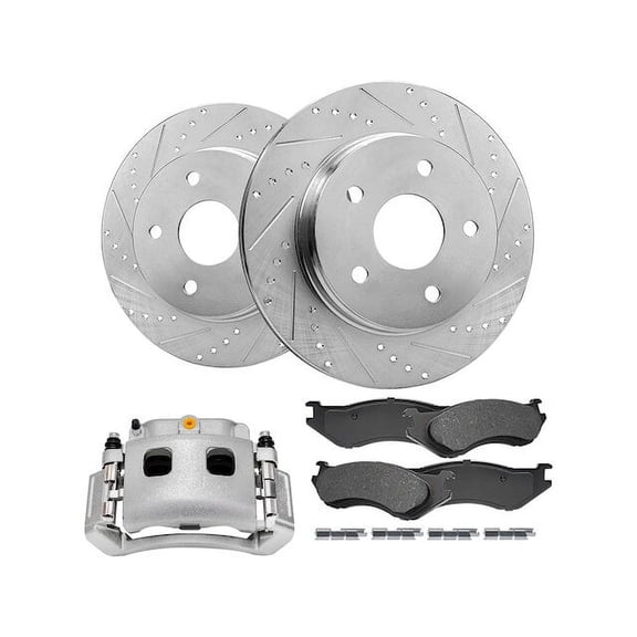 Front Brake Pad Rotor and Caliper Set - Compatible with 2002 - 2005 Dodge Ram 1500 2003 2004