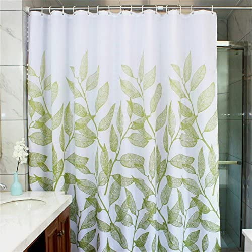 Wendana Leaves Fabric Shower Curtain Waterproof Polyester Bathroom Decorative Liner With 12 Hooks Machine Washable 72 X Inch Green Com Wendana Leaves Fabric Shower Curtain, Green And Beige Shower Curtains
