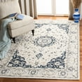 thumbnail image 2 of SAFAVIEH Micro-Loop Diamond Geometric Area Rug, Ivory/Navy, 5' x 5' Square, 2 of 8