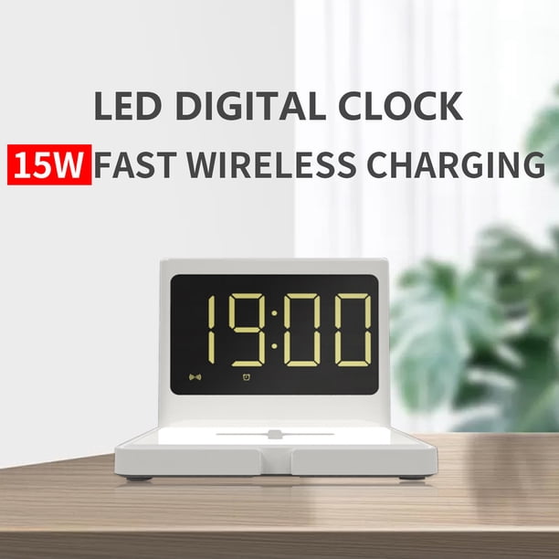 3NI1 Reloj 15W Cargador inalámbrico rápido Luz nocturna Cargador inalámbrico multifuncional