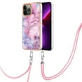 thumbnail image 2 of Mantto for iPhone 13 Pro Max Case, with Lanyard Adjustable Strap, Marble Pattern Soft TPU Bumper Hard PC Back Shockproof Protective Glossy Stylish Durable Phone Case for Women Girls,Pink, 2 of 7