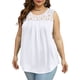 thumbnail image 3 of Camisetas de Tirantes de Verano para Mujer, Corte Holgado, Túnicas Plisadas, Escote Redondo, Sin Mangas, Encaje, Dobladillo Curvo, Fluidas. M, 3 of 7