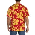 thumbnail image 5 of Wukai Red Vintage Flowers Men's Casual Short-Sleeve Button Down Shirt - Lightweight Summer Dress Shirt for Daily Wear-Large, 5 of 7