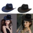 thumbnail image 2 of lanema Large Brim Top Hat Fashion Fedora Hat Cool Wedding Headwear Accessories Cowboy Costume Photo Headwear, 2 of 20