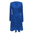 thumbnail image 3 of Elegant V Neck Satin Evening Gown For Women Plus Size Formal Party Dress With Waist And Low Back, 3 of 3