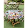 thumbnail image 2 of Round Outdoor Tablecloth With Umbrella Hole And Zipper– Easter Bunny Tail Waterproof Patio Table Cover for Party, Picnic, Backyard, 60" Dia. , Color Eggs Spring Flowers Light Blue Wood, 2 of 8