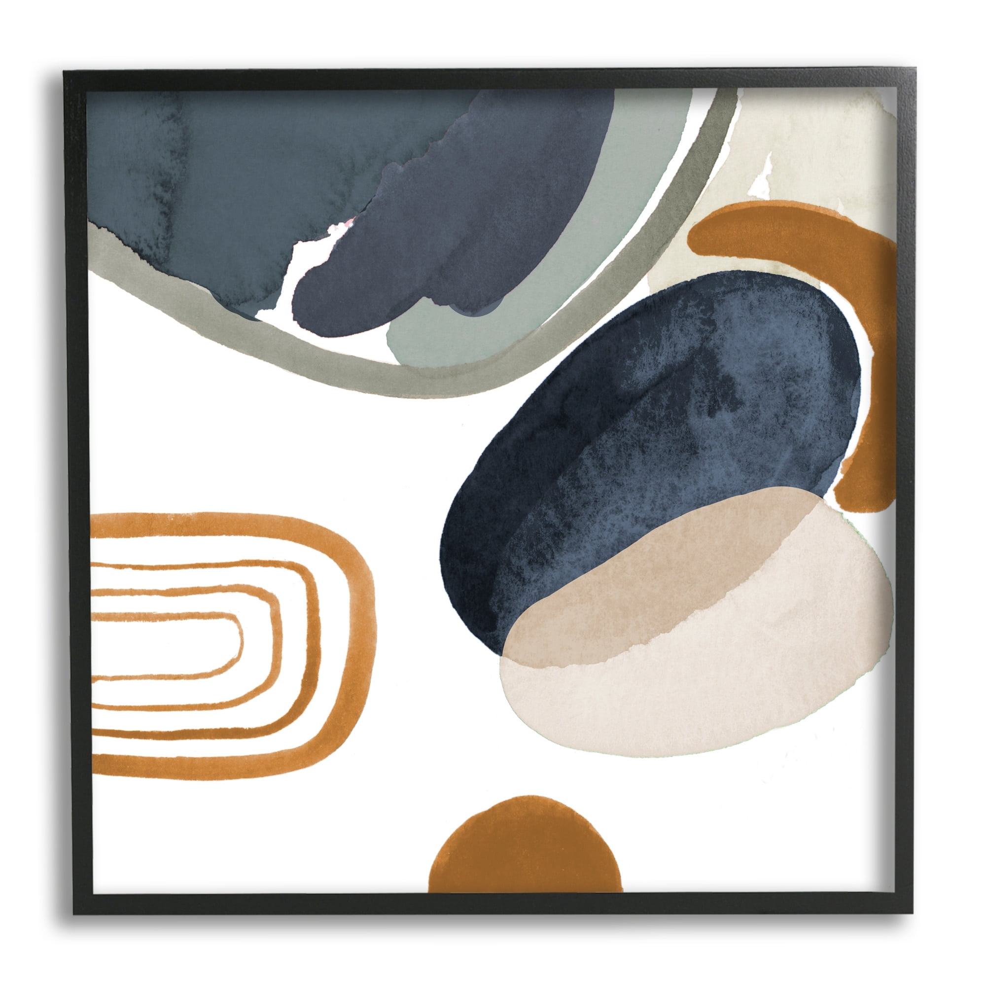 Stupell Industries Abstract Rounded Shapes Striped Pattern Watercolor Detail Painting Black Framed Art Print Wall Art, Design by Lanie Loreth